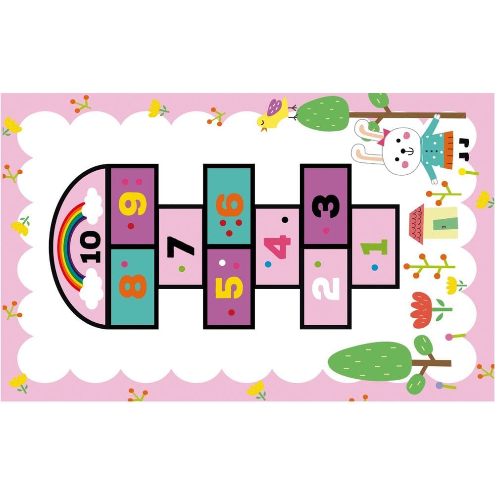 Tapete Infantil Atividade Emborrachado Antiderrapante 100x140cm Amarelinha