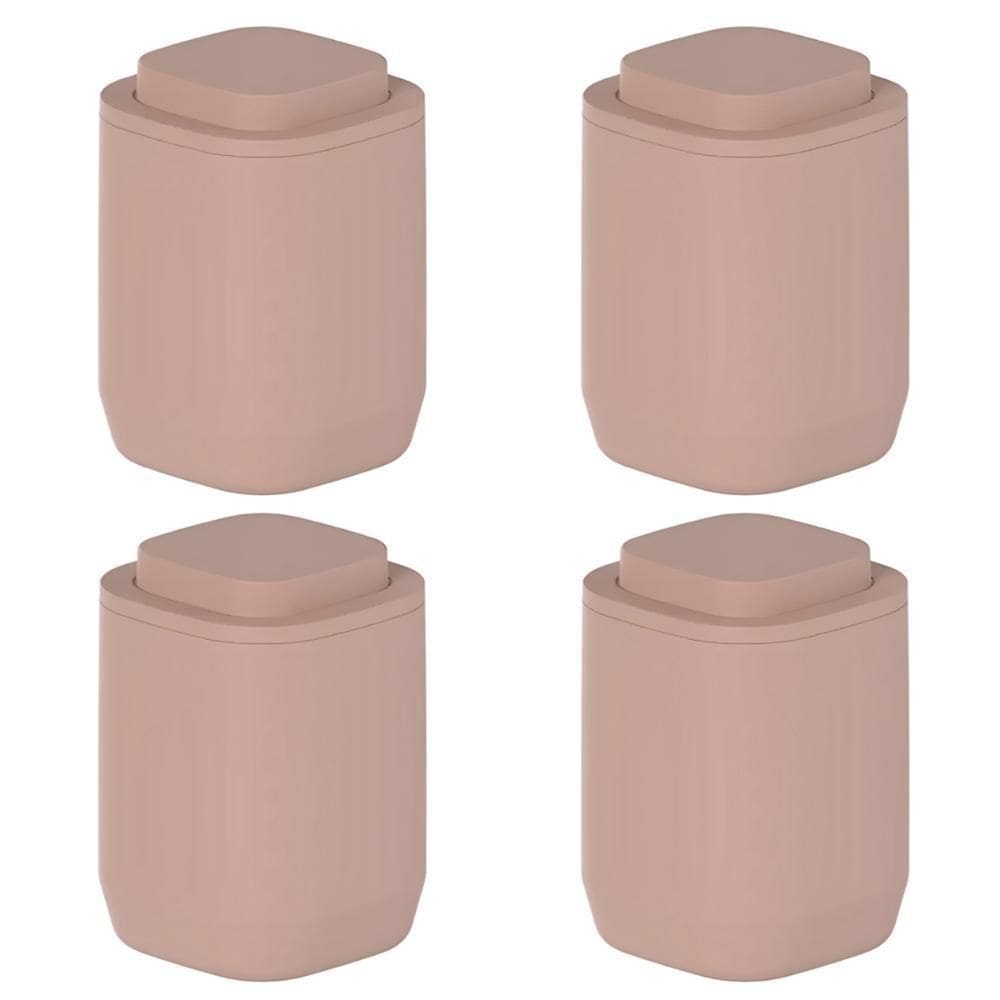 4X Porta Algodão Cotonete Bancada Banheiro Moderno Ou Marrom