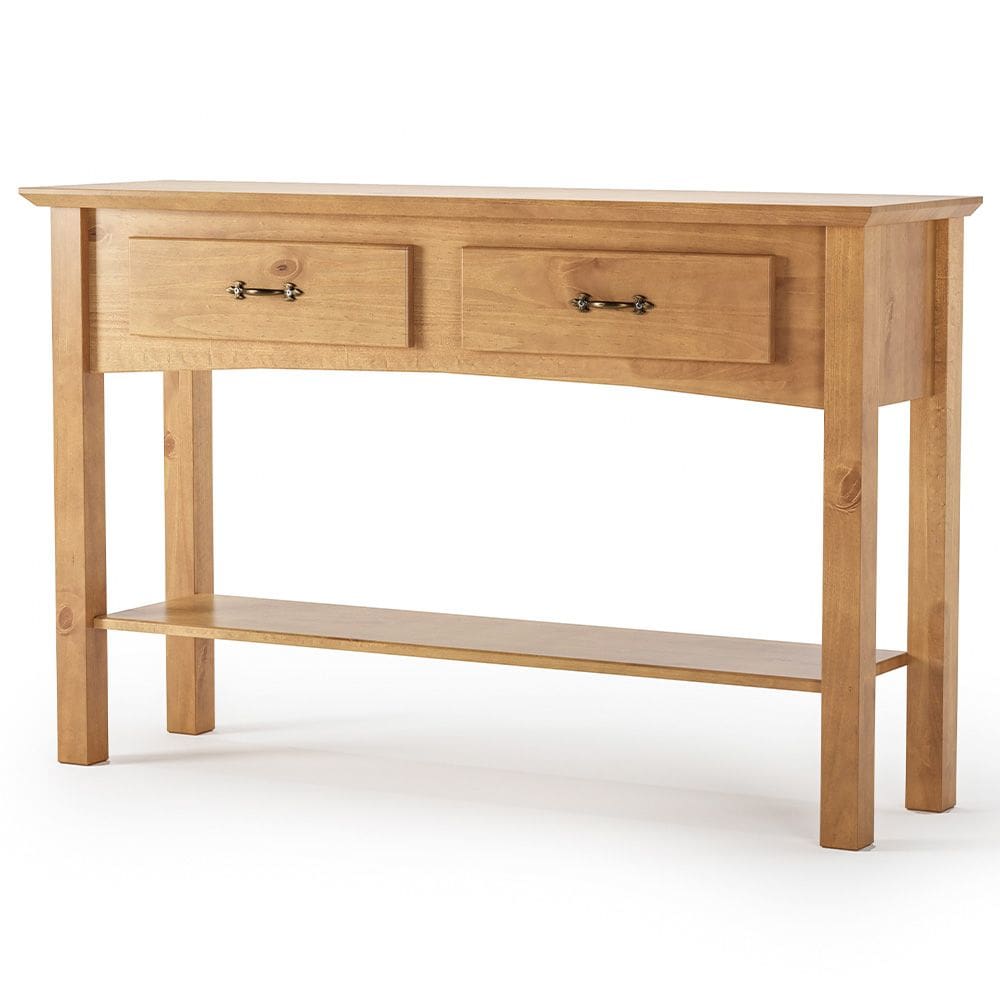 Aparador Rústico Para Sala Madeira Maciça 2 Gavetas Lira M06 Carvalho Fosco - Lyam Decor