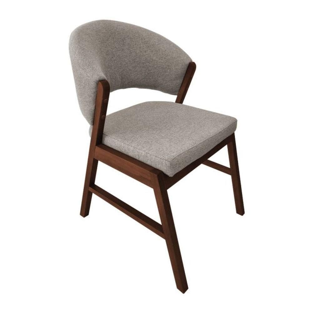 Cadeira De Jantar Madeira Maciça Débora Linho Premium Mel;Bege Linho