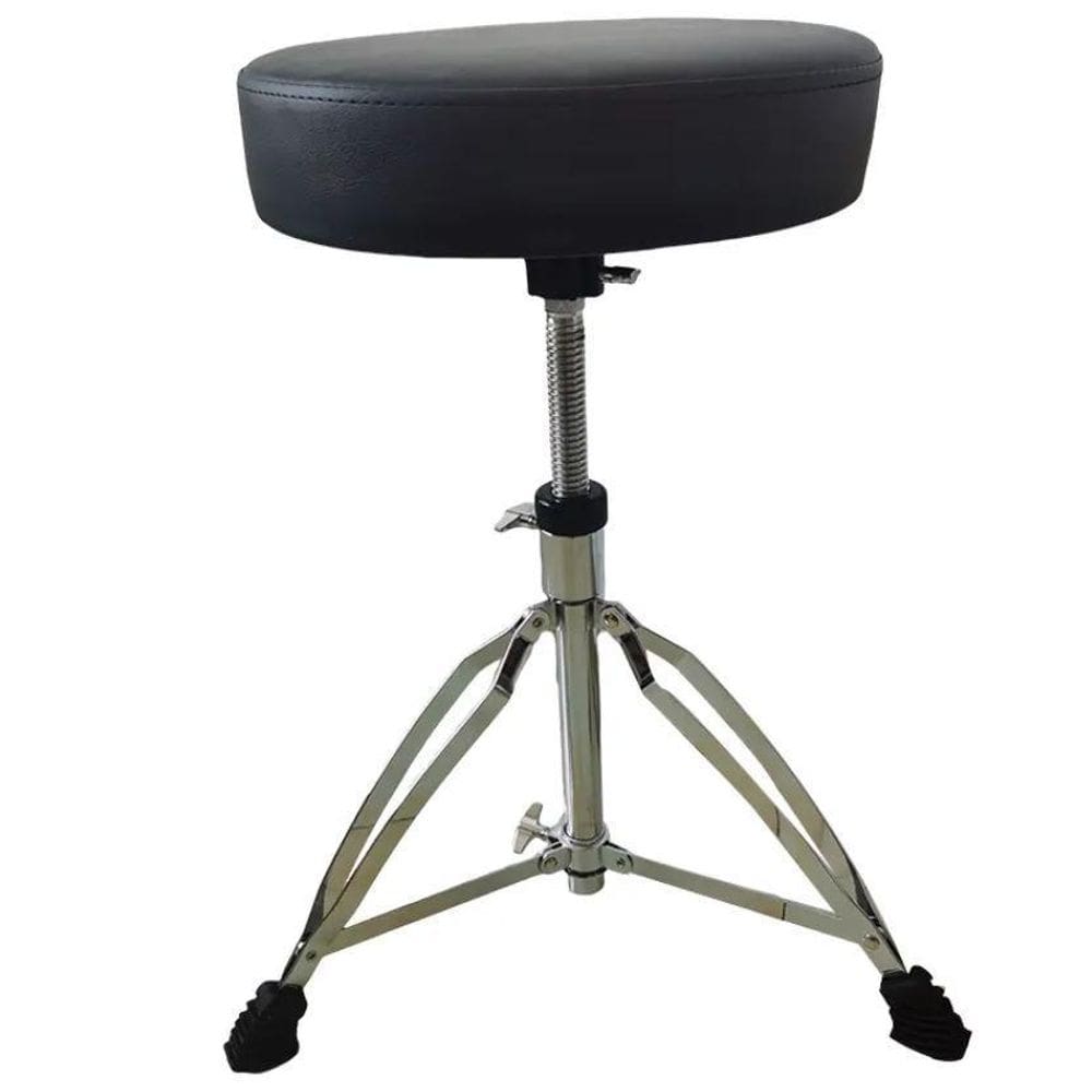 Banco Assento P/Bateria,Rosca,Acolchoado,Ajustável,Cromado