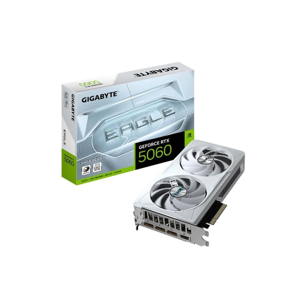 Placa de vídeo Gigabyte RTX 5060 Eagle OC ICE, 8GB, 128 bit, GDDR7, PCIe, 7680x4320, Displayport, HDMI