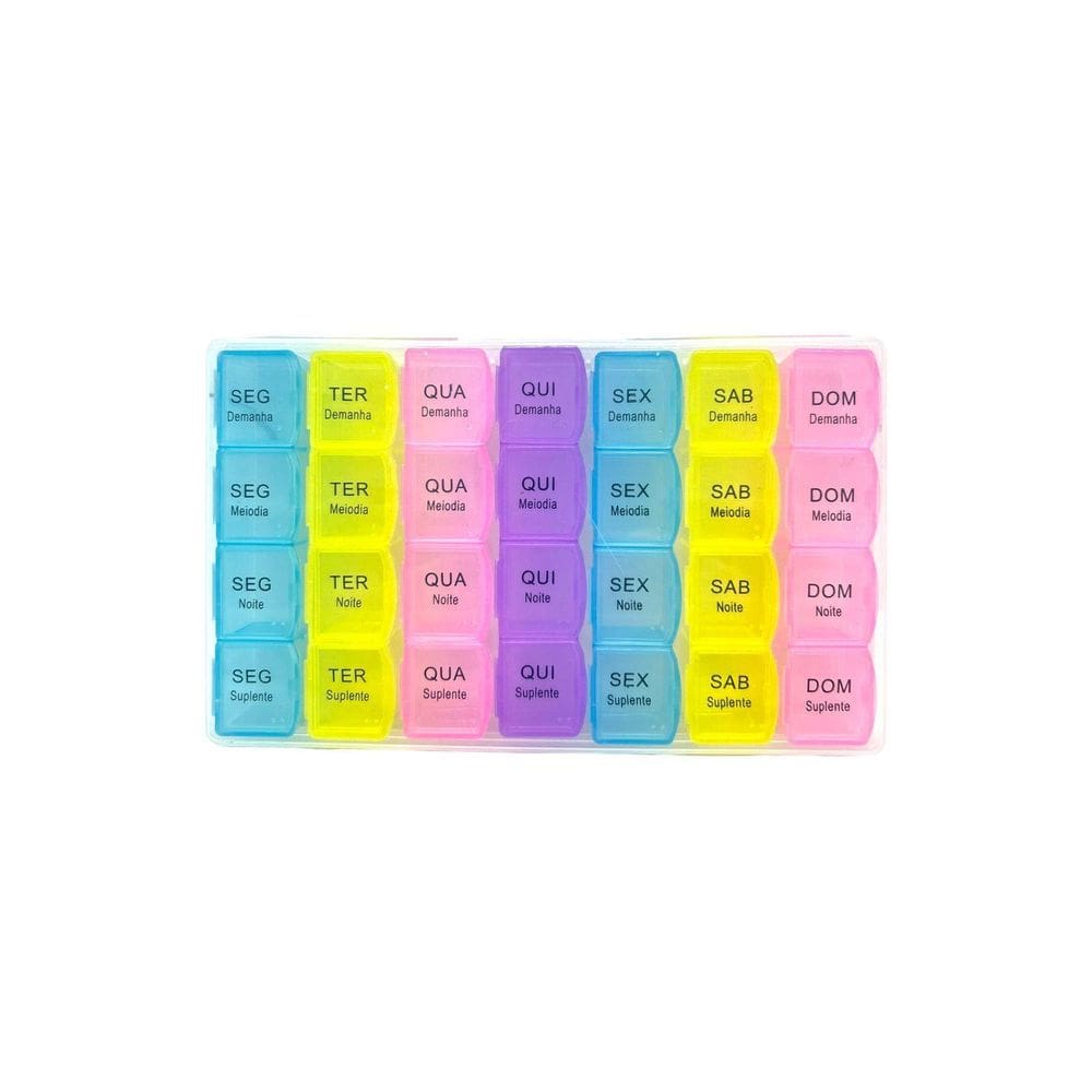 Porta Comprimido Semanal Manhã/Tarde/Noite 28 Compartimentos