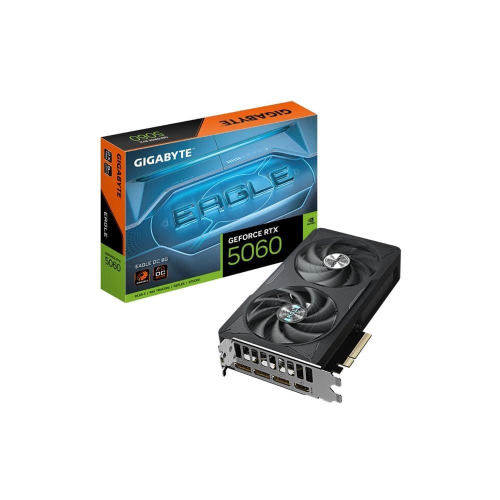 Placa de Vídeo Gigabyte GeForce RTX 5060 EAGLE OC, 8GB, GDDR7, 128bit, Preto