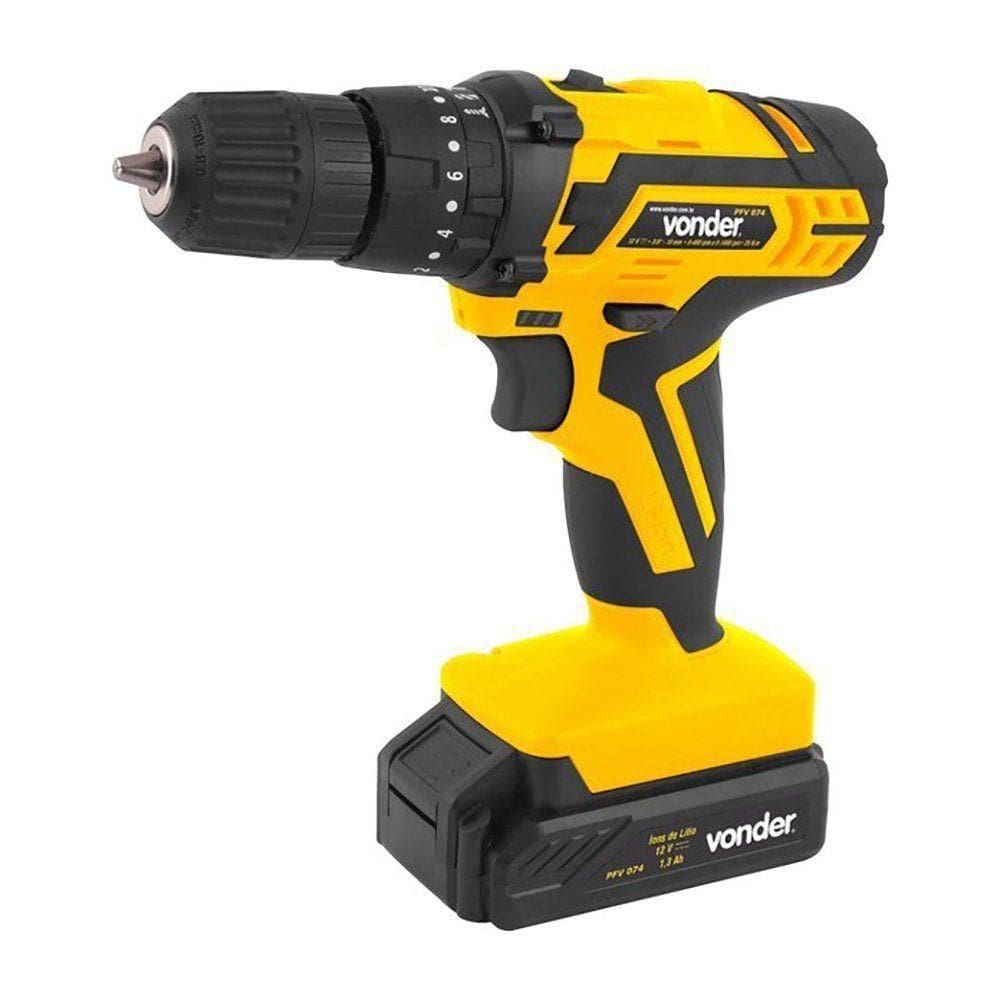 Vonder Parafusadeira-furadeira Bateria 12v + Kit 74 Peças