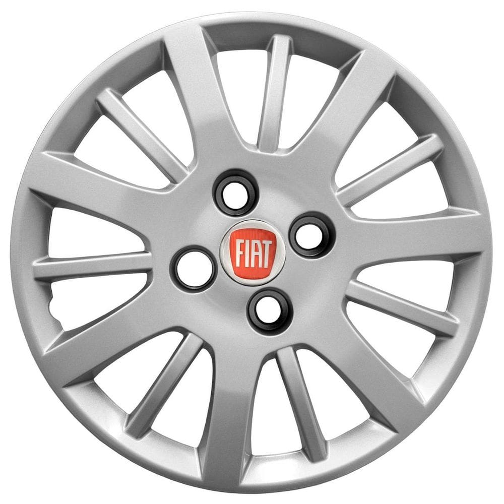 Jogo 4 Calotas Aro 14 Logo Fiat Palio Siena Prata
