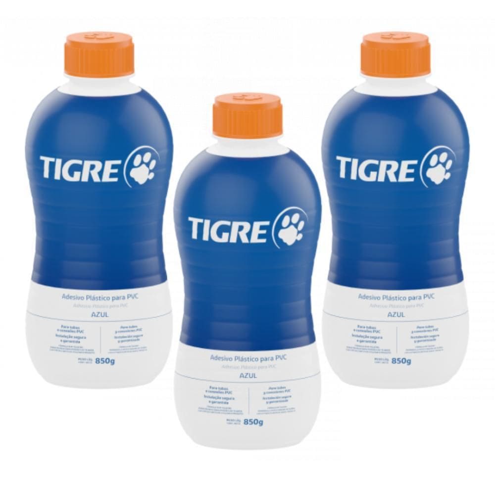 Kit 3 Unidades Adesivo Cola Pvc Tigre Frasco 850G Para Tubos