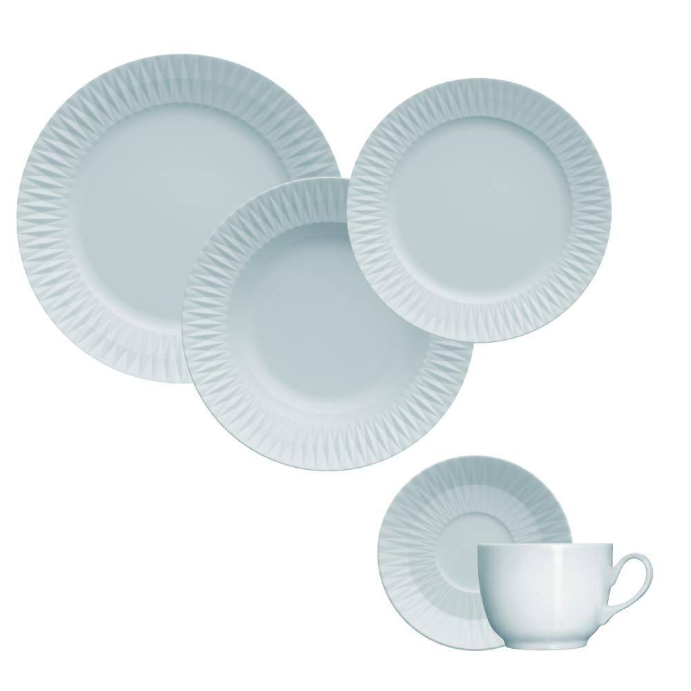 Jogo Jantar Chá 30 Peças Diamante Azul Germer Porcelanas