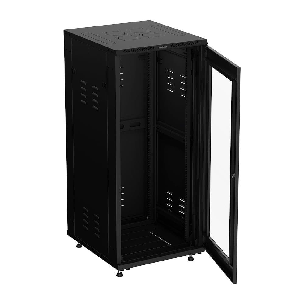Rack de Piso Intelbras RPD 2867 Desmontável 28U 19” 670mm, 1000kg Carga, Aço SAE 1008, Porta Acrílico, Preto