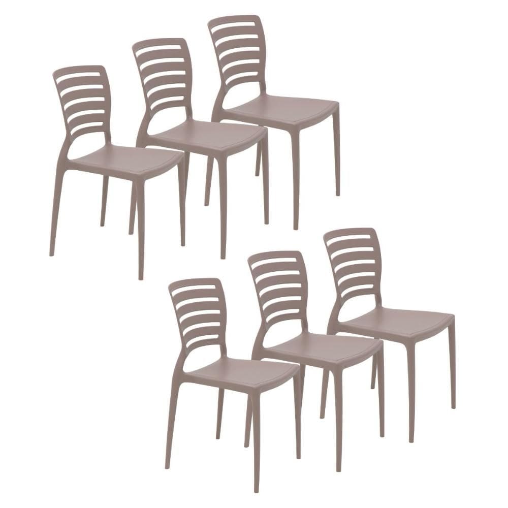 Conjunto 6 Cadeiras Sofia Polipropileno Camurça Tramontina