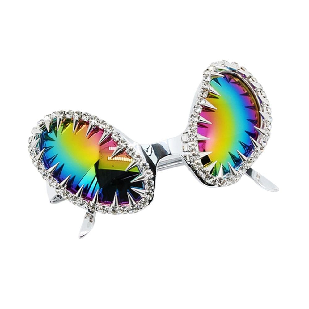 Óculos de festa Punk Alien Rainbow Lens Spiked Eyewear