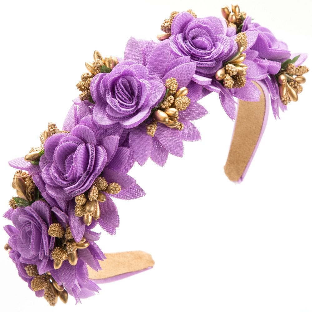 Faixa de cabelo, tecido floral roxo, elegante e elegante para uso diário