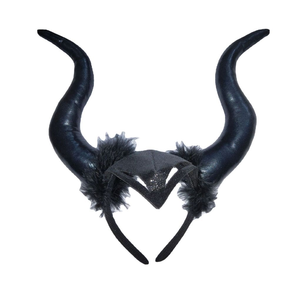 Bandana de chifre de Halloween com acabamento em penas para cosplay