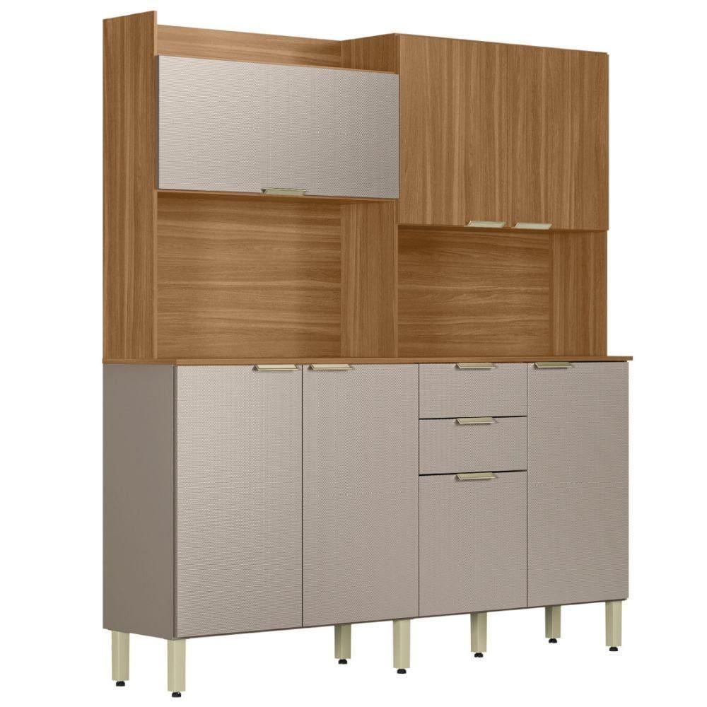 Kit Cozinha Compacta 7P 2G 178 cm Pitaya Amendola Grafito Prime Demobile