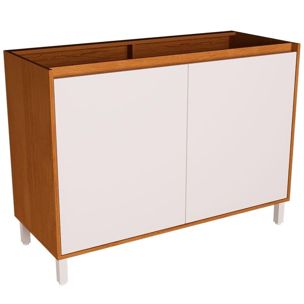 Balcão de Cozinha 2 Portas Herval Roma, Freijó e Branco 120 cm