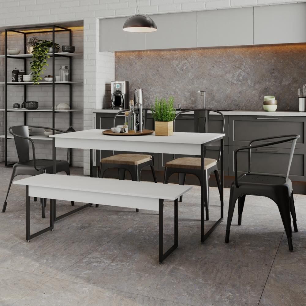 Mesa de Jantar com 1 Banco Estilo Industrial TUB