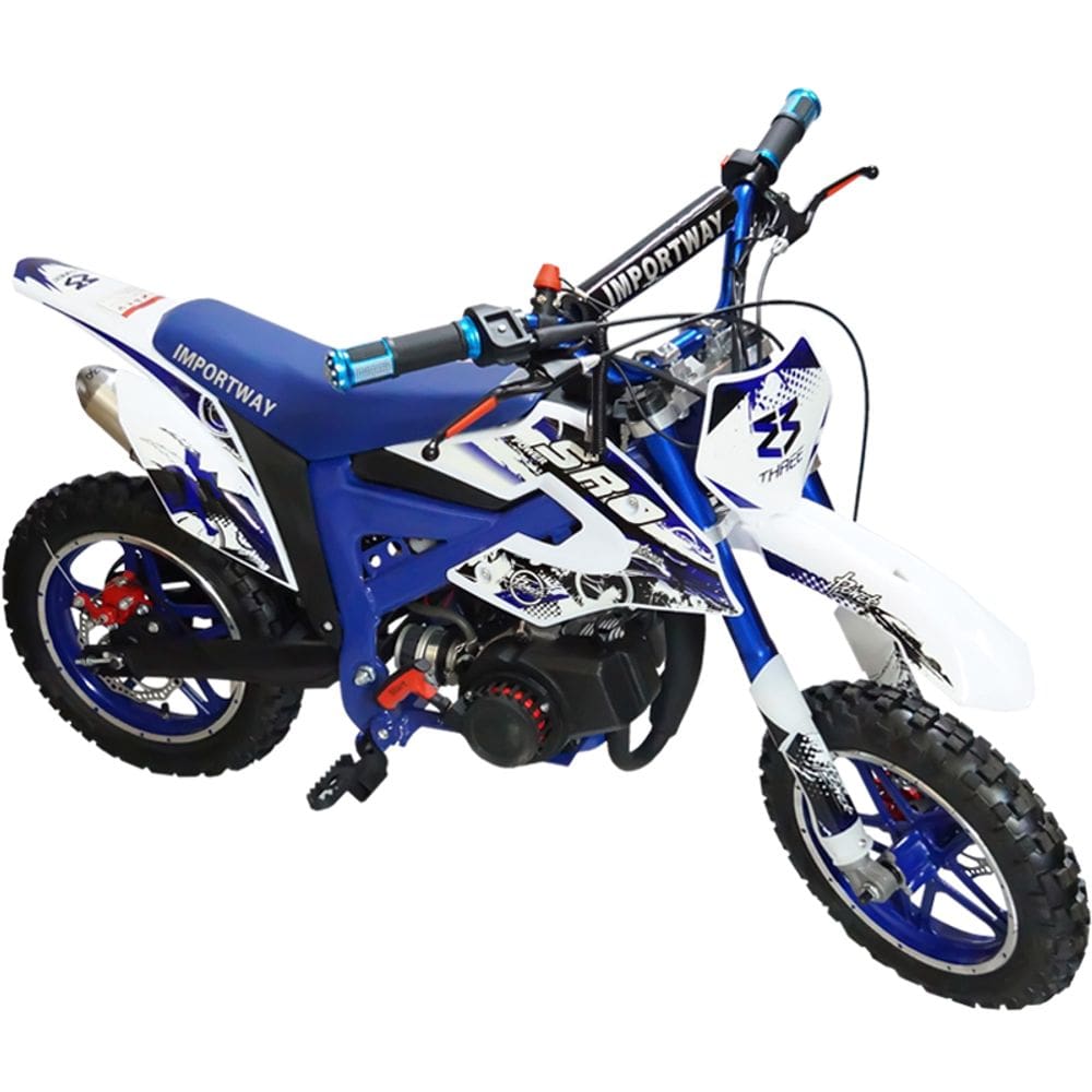 Mini Moto Infantil Partida Elétrica Gasolina 2T 49CC Cross Trilha Off Road Azul Iwdb-005 AZ