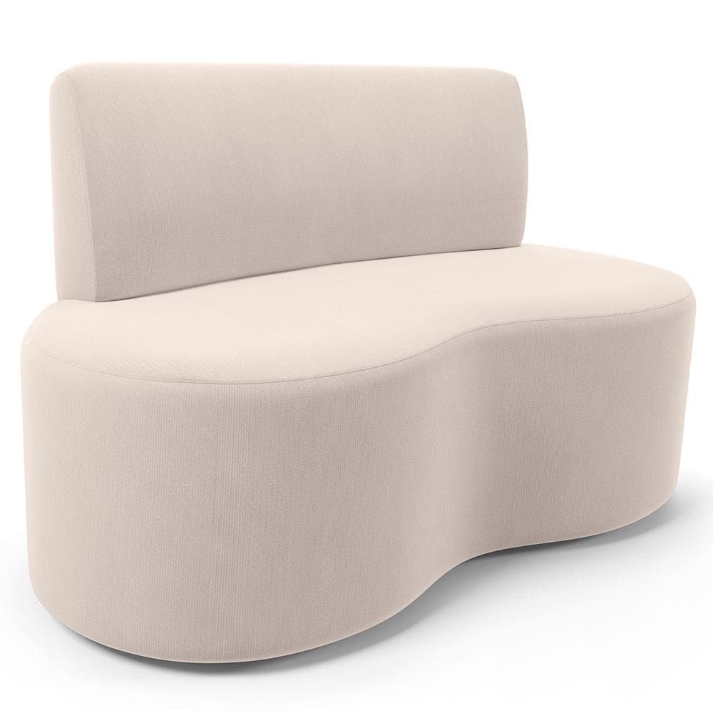 Sofá 2 Lugares Orgânico Para Sala de Estar Living Larissa L02 Suede Bege - Lyam Decor