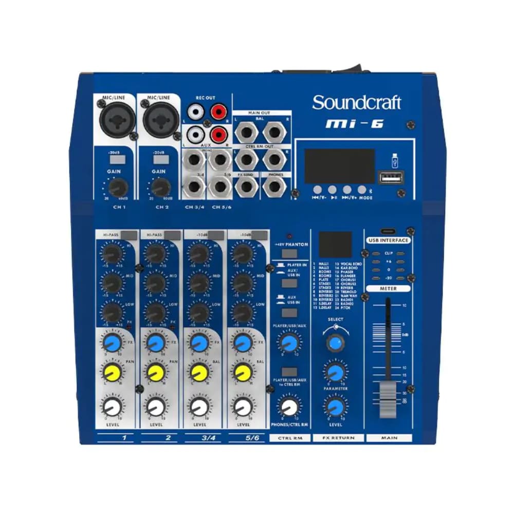 Mesa de Som Interface 06 Canais MI Series MI-6 Soundcraft