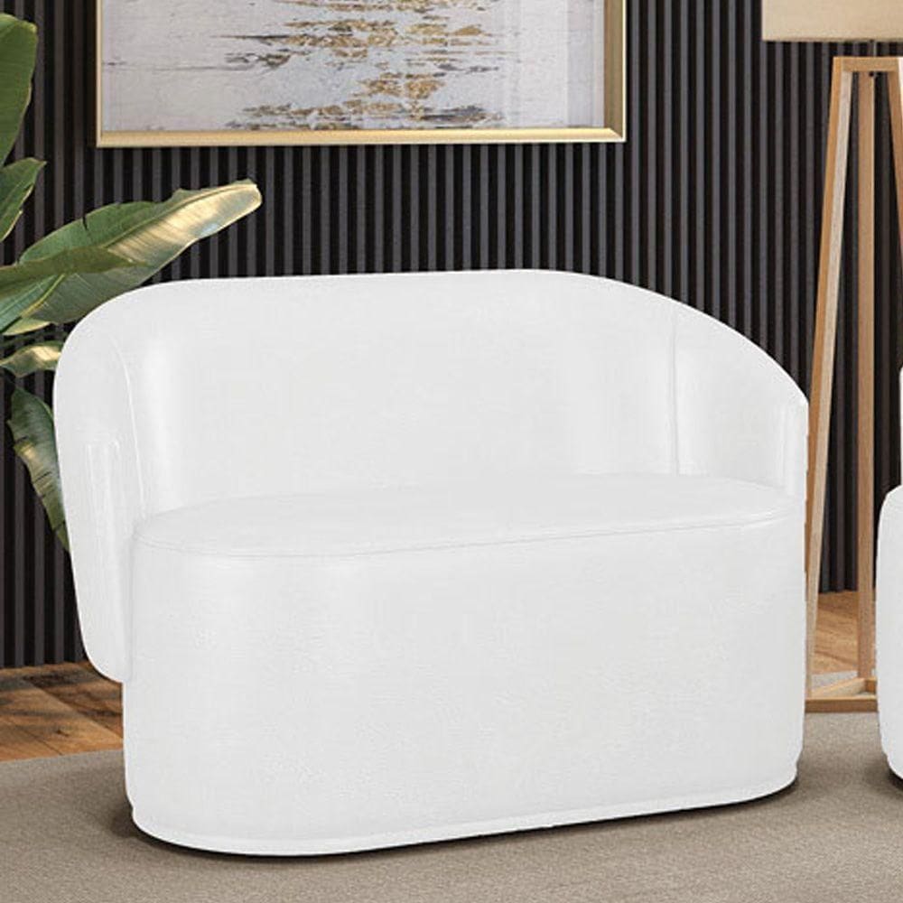 Sofá 2 Lugares Namoradeira Orgânica Para Sala Malu Sintético Pu Branco M11 - D`rossi