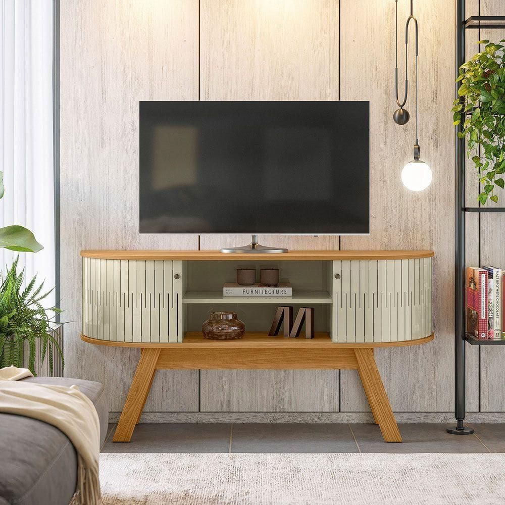 Rack Tv 55 Pol 136cm Bancada Para Sala Rylan Cumaru-opala M20 - D`rossi