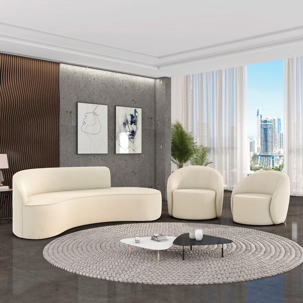 Sofá 4 Lugares Orgânico 220cm Morgan E 2 Poltronas Lua Cotelê-veludo Bege D03 - D`rossi