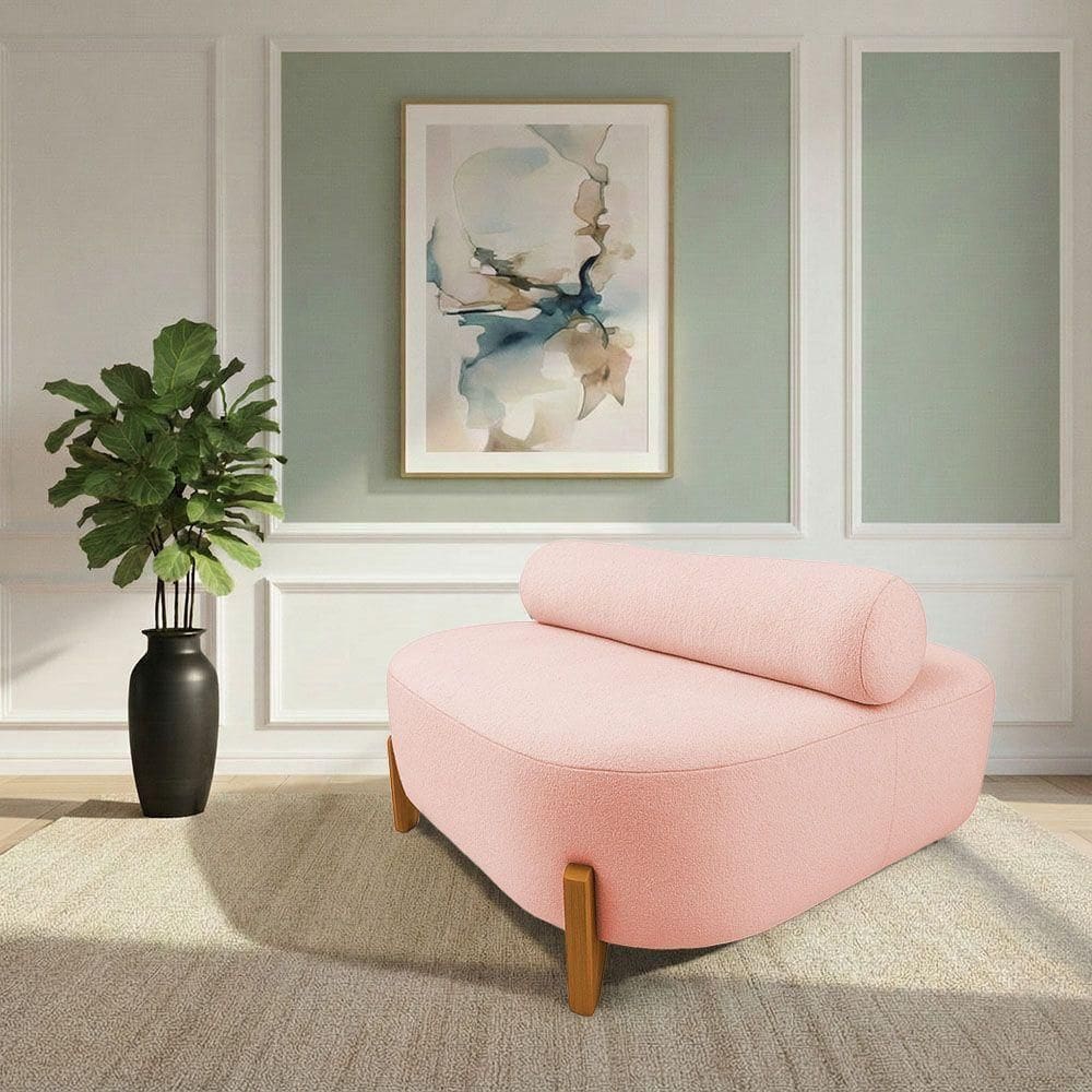 Sofá Sala Ilha Orgânico E 1 Poltrona 125cm éden Pé Aço Dourado Bouclê Azul E03 - D`rossi