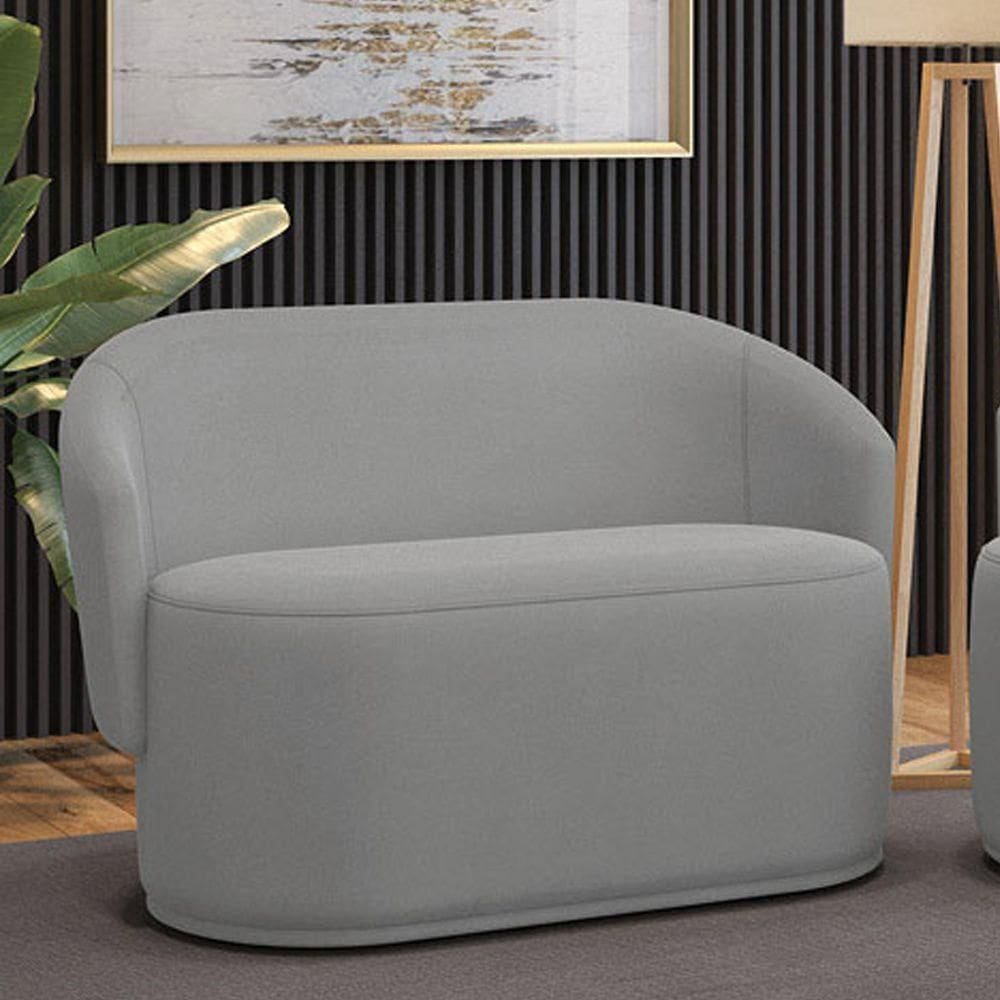 Sofá 2 Lugares Namoradeira Orgânica Para Sala Malu Suede Cinza M11 - D`rossi