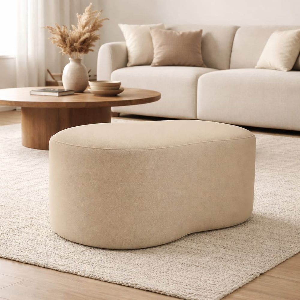Puff Feijão Curvo Orgânico Redondo Sala Confortável Moderno Suede