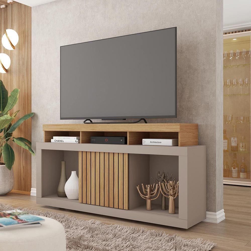 Rack Tv 55 Pol 136cm Bancada Com Rodízio Sala Lyara Buriti-fendi C01 - D`rossi