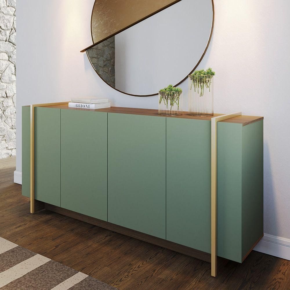 Aparador Buffet Copacabana 160cm 4 Portas De Giro - Ssx Multicoisas Cor Hortelã/amendoa