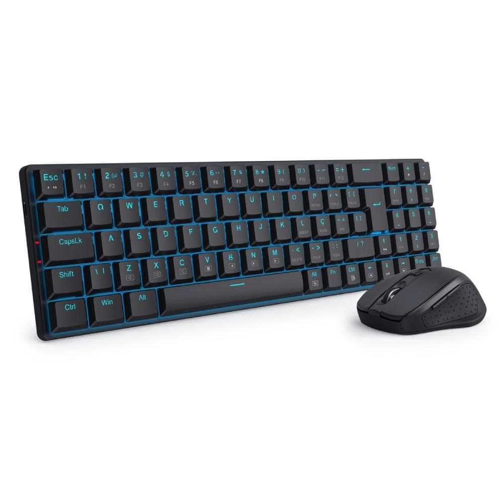 Kit Teclado e Mouse sem Fio Redragon - ABNT2 - Switch Brown - LED - 2400dpi - Wireless - BS-8772