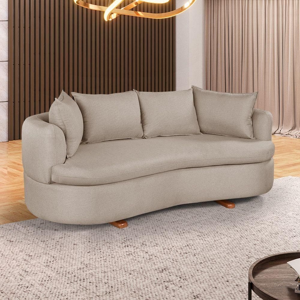 Sofa 4 Lugares Veludo M-204 2m Living Estofados Martins Veludo Bege