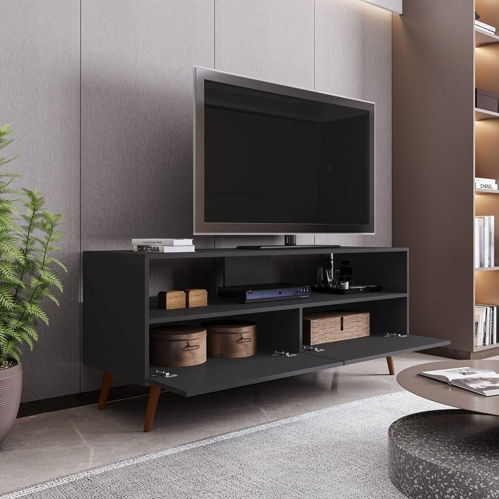 Rack Bancada Sala Para Tv Até 55 Sienna - Ssx Multicoisas Preto