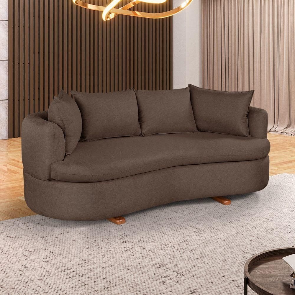 Sofa 4 Lugares Veludo M-204 2m Living Estofados Martins Veludo Marrom
