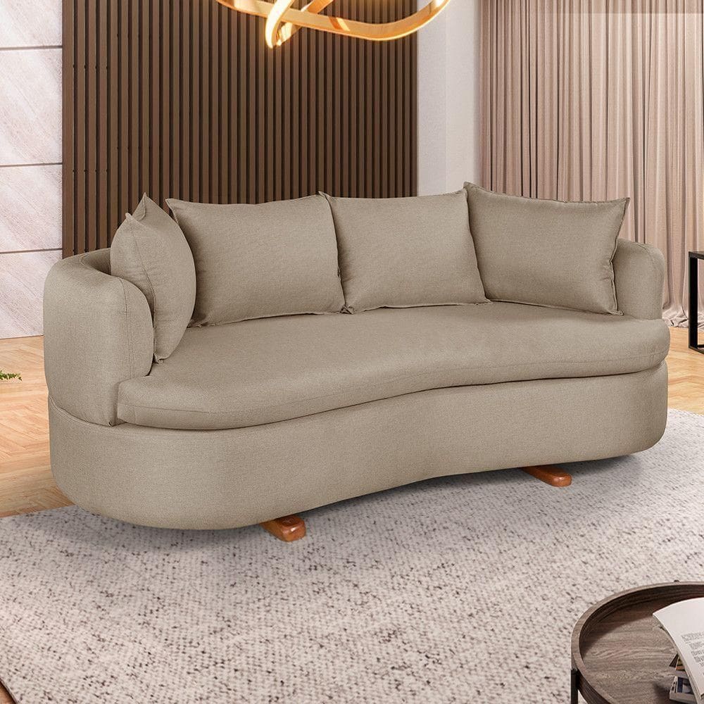 Sofa 4 Lugares Linho M-204 2m Living Estofados Martins Linho Bege Mesclado