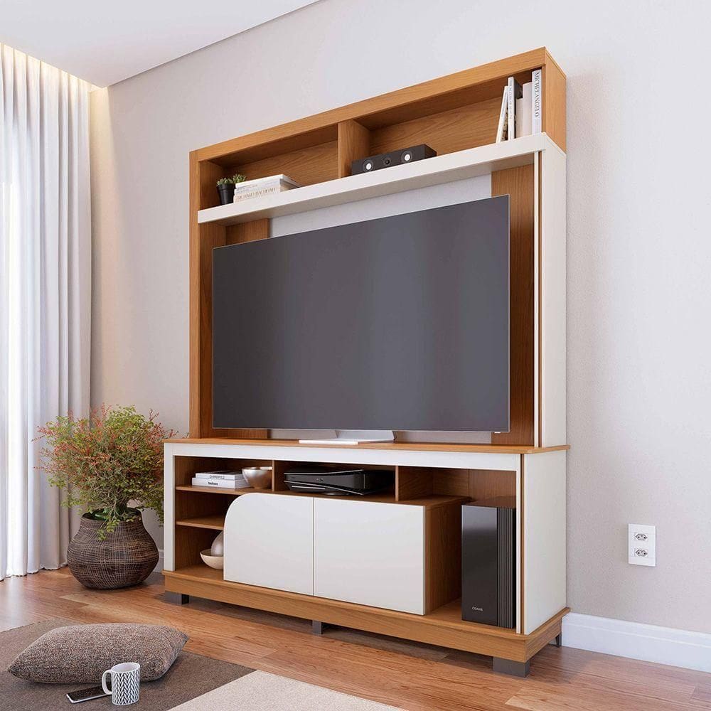 Estante Belaya 160cm 2 Portas De Giro - Ssx Multicoisas Cor Freijo/off White Matte