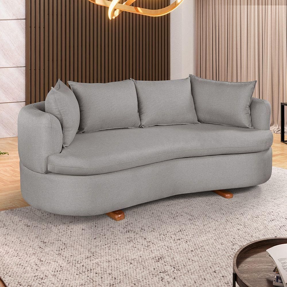 Sofa 4 Lugares Linho M-204 2m Living Estofados Martins Linho Cinza