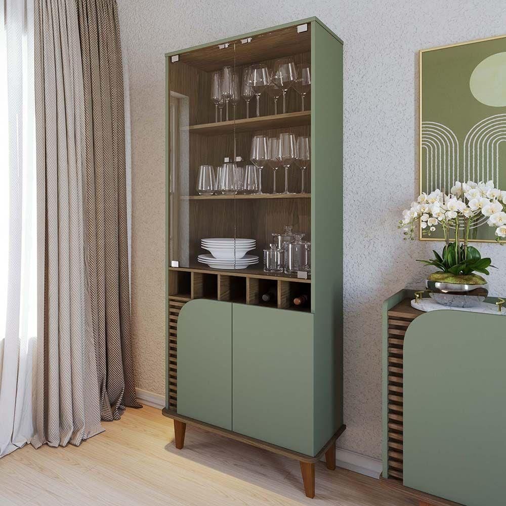 Cristaleira Jurere 70cm 4 Portas De Giro - Ssx Multicoisas Cor Hortelã/amendoa