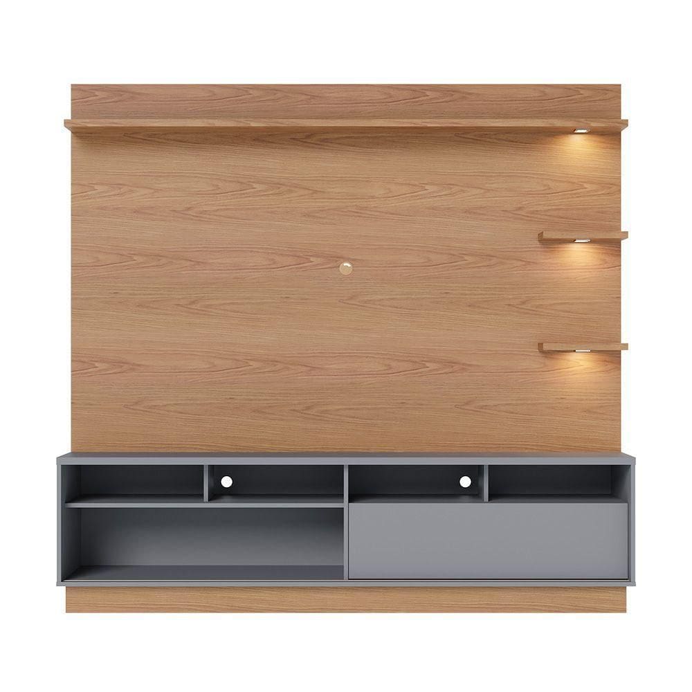 Home Campeche 200cm 1 Porta De Correr 1 Gaveta Telescópica - Ssx Multicoisas Cor Freijo/cinza Fosco