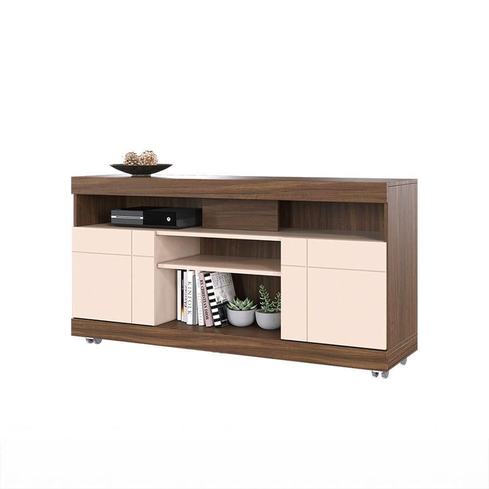 Bancada Yara 136cm 2 Portas De Giro - Ssx Multicoisas Cor Nogueira Real/off White