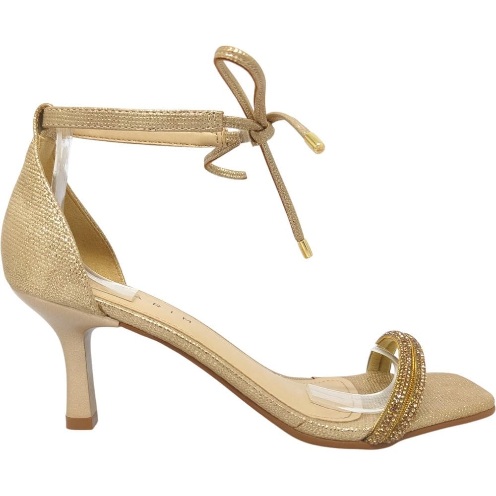 Sandália Feminina Casual Social Dia a Dia Passeio Trabalho Festa Verão com Strass Salto Agulha Médio Conforto Ramarim 2527202