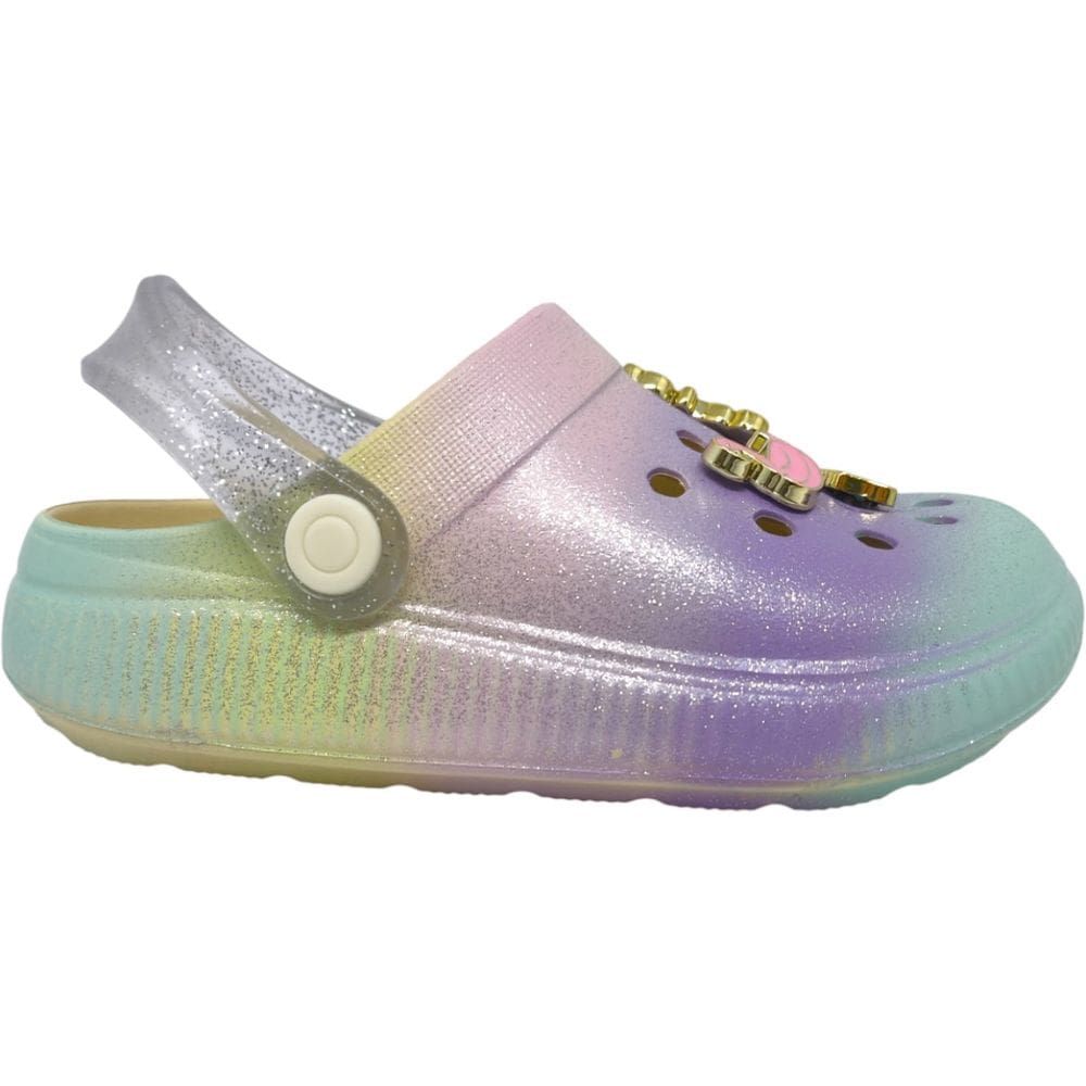 Babuche Infantil Menina Casual Dia a Dia Passeio Escola com Brilho e Botons Molekinha 2591.408