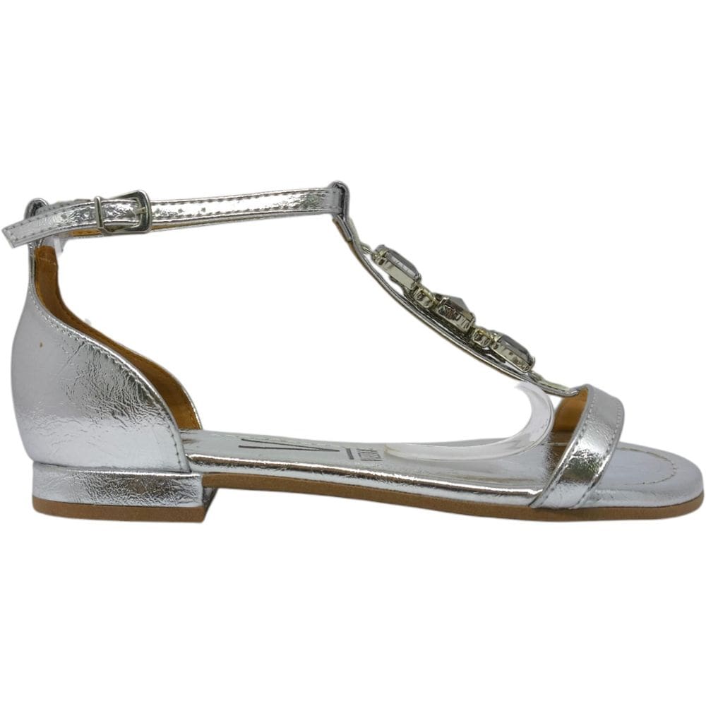 Sandália Feminina Rasteira Casual Dia a Dia Passeio Trabalho Verão com Pedraria e Traseiro Fechado Conforto Vizzano 6370.841