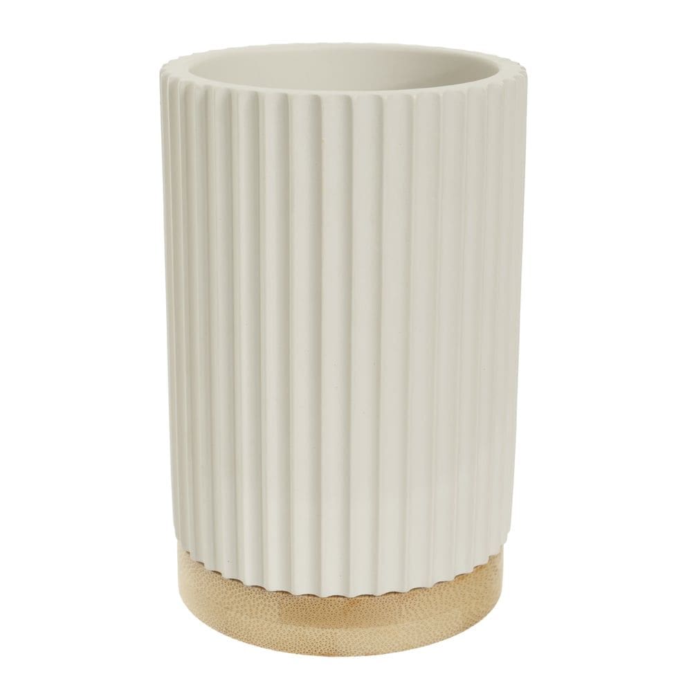 Copo Banheiro em Poliresina 10,8x7cm c\Bambu (Bege)