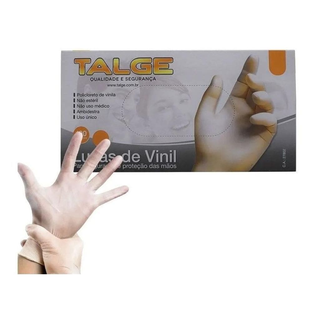100 Luva Vinil Procedimento Antialérgica  1Pct  G Com Pó