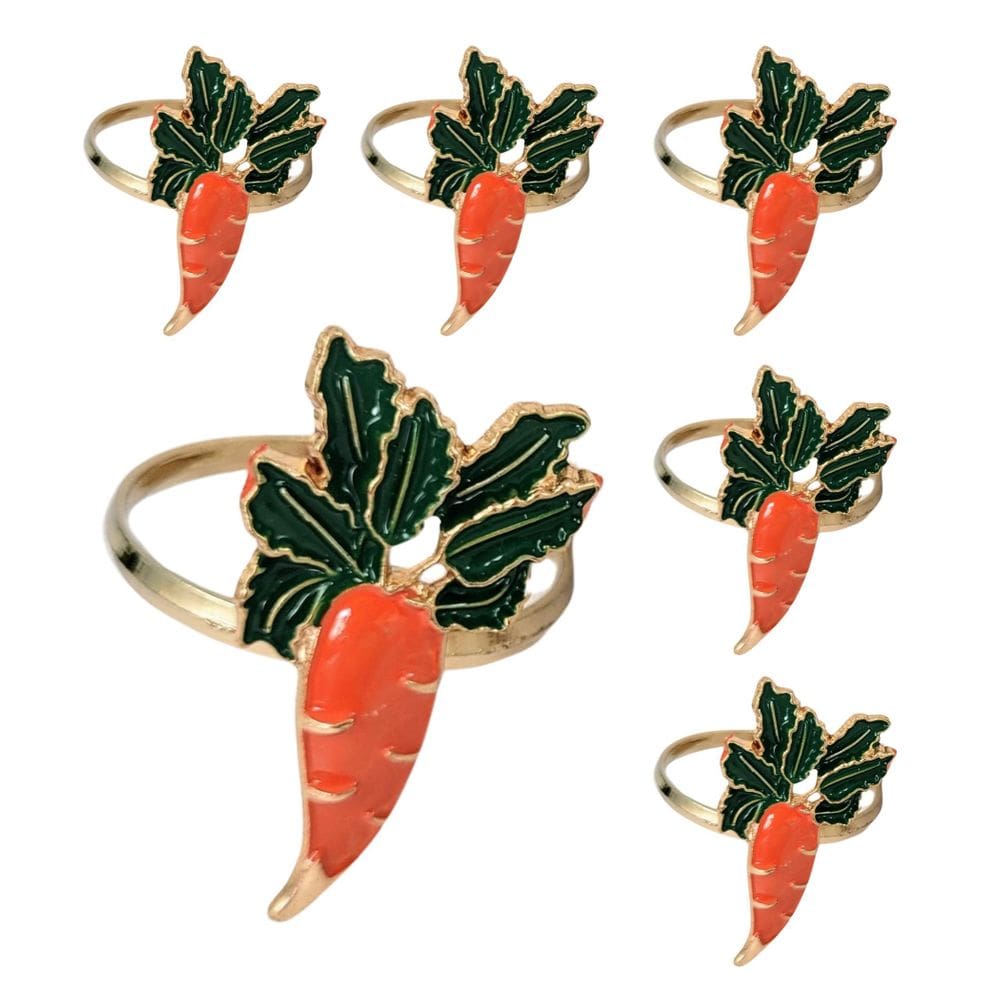 Kit 6 Anel Porta Guardanapo Cenoura Mesa Posta Pascoa