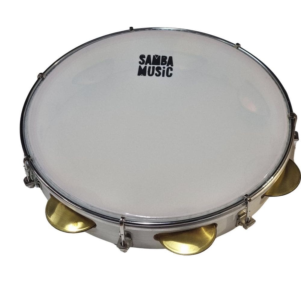 Pandeiro 10 Branco Corpo Madeira Pele Leitosa Samba Music