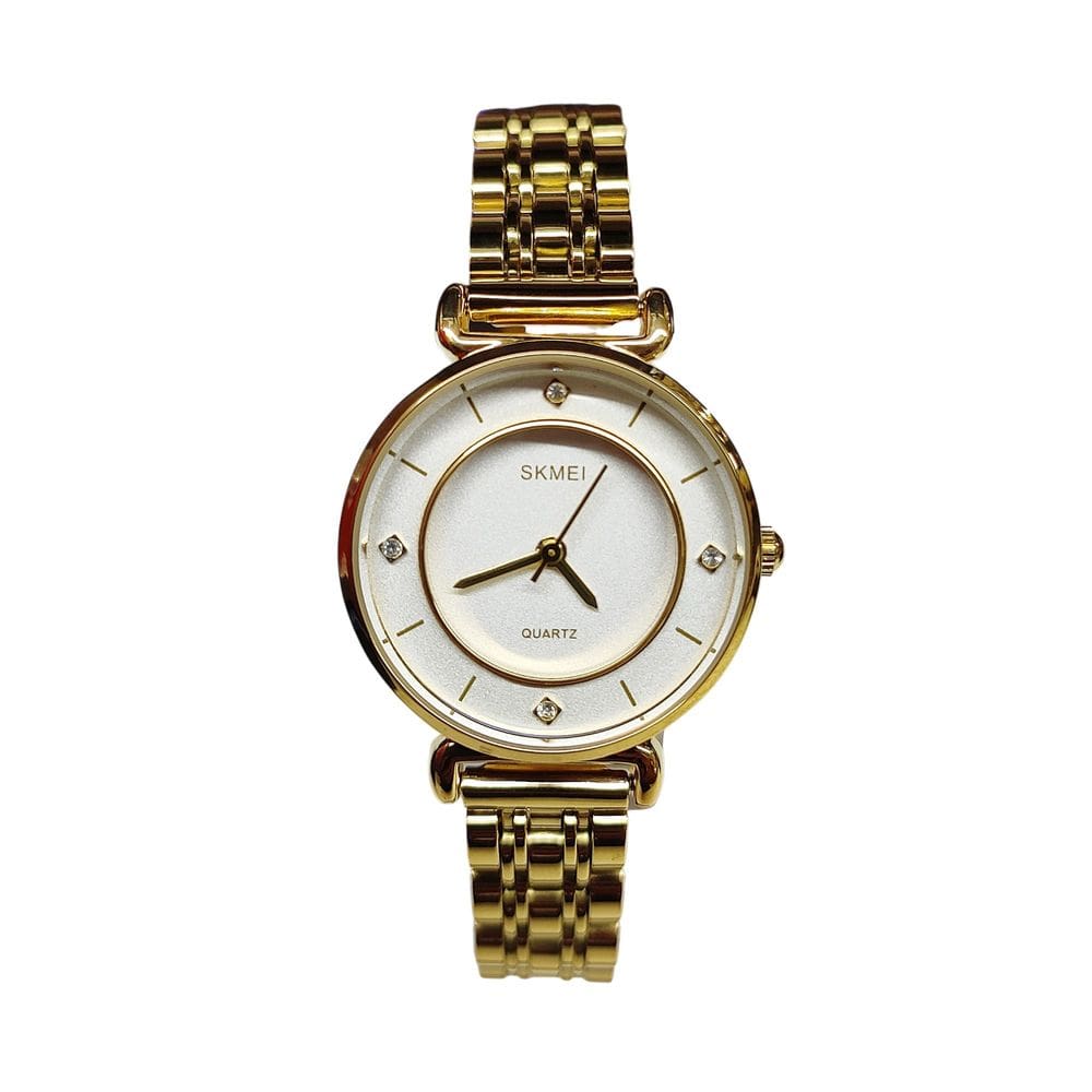 Relógio Skmei 1330 Pequeno Dourado Branco Resistente Água