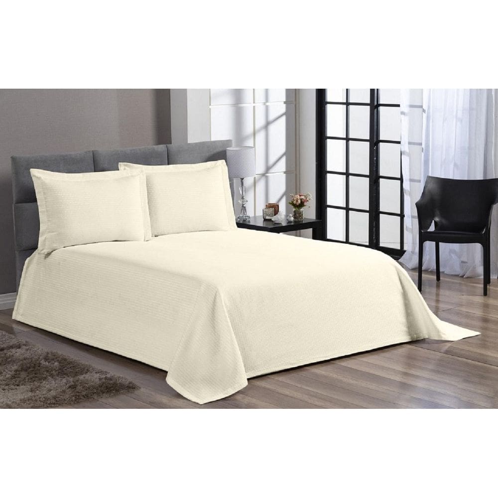 Cobre Leito Colcha Piquet Liso Casal King Palha 3 Peças